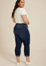 Plus Size m jeans by maurices&trade; Classic Dark Mid Rise Rolled Hem Straight Crop Jean, , small