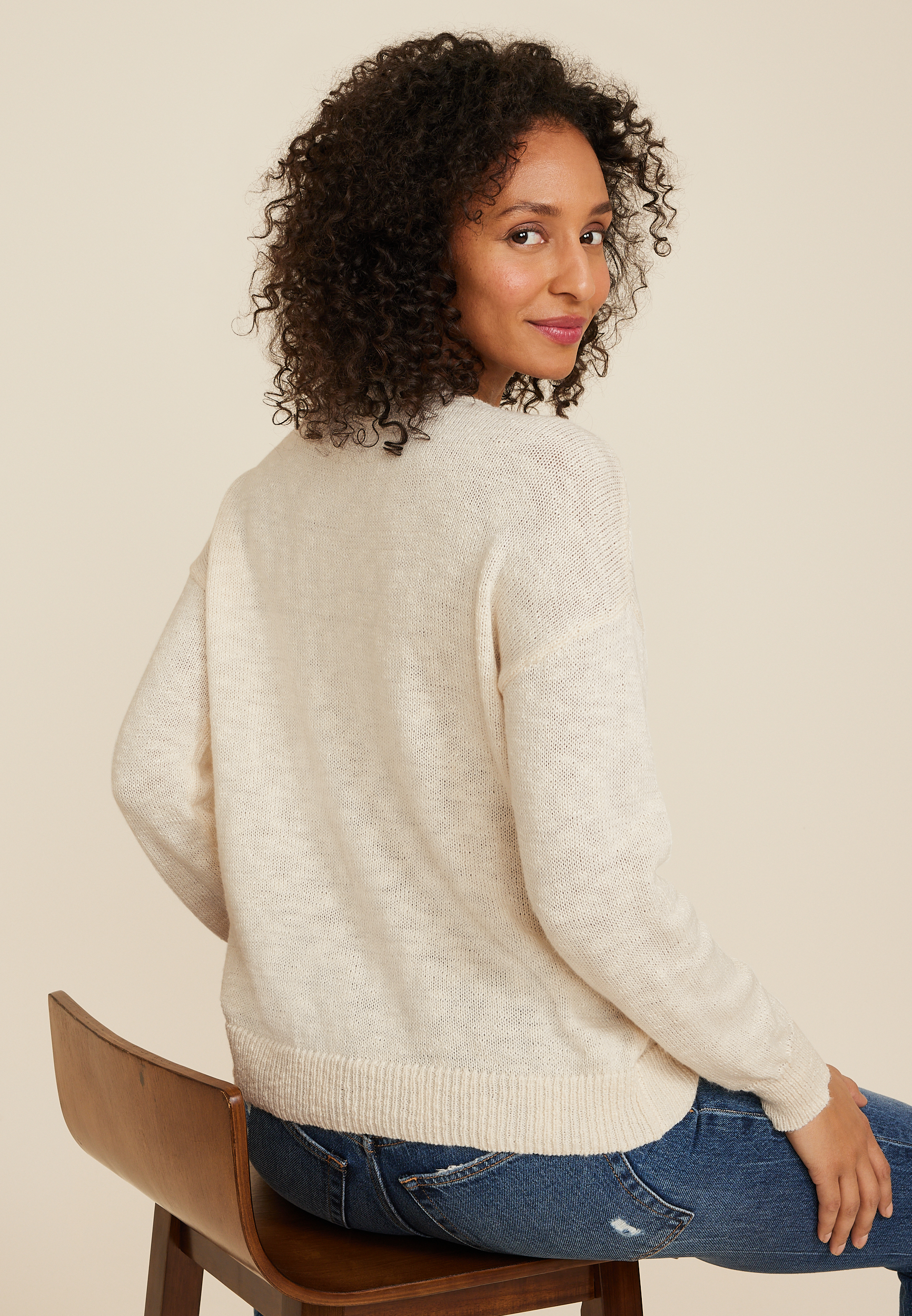 So Lucky Embroidered Sweater, SUGAR SWIZZLE COMBO, large