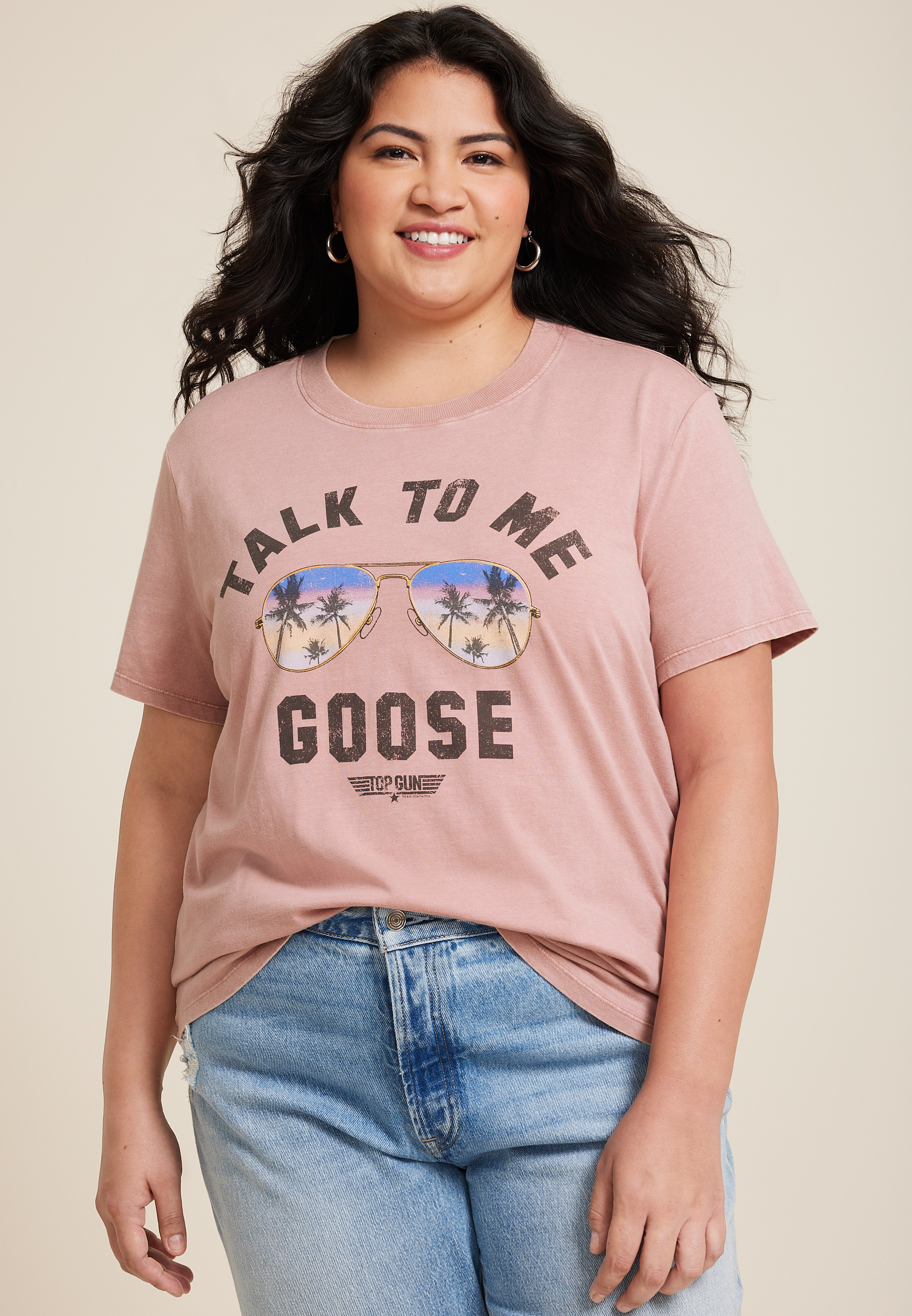 Plus Size Top Gun Sunglasses Oversized Fit Graphic Tee