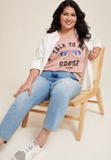 Plus Size Top Gun Sunglasses Oversized Fit Graphic Tee, C3343, small