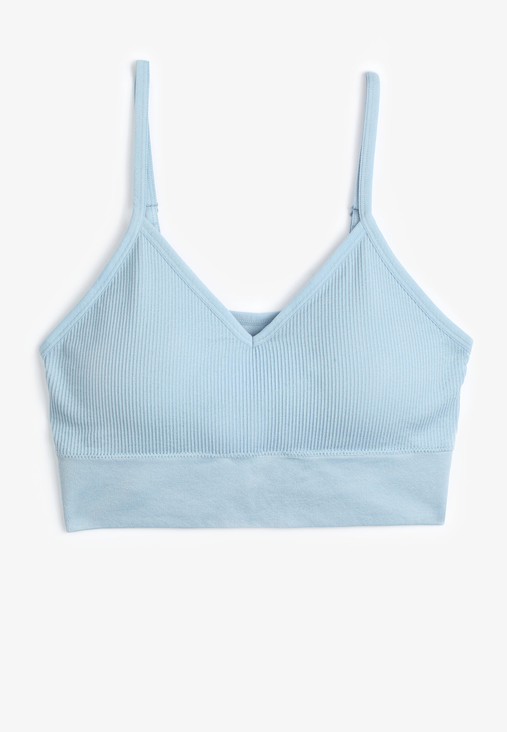 True Stretch Seamless Ribbed V Neck Bralette, , large