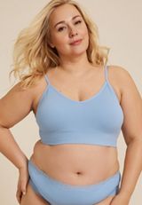 True Stretch Seamless Ribbed V Neck Bralette, , small