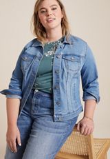 Plus Size Denim Jacket, C3337, small