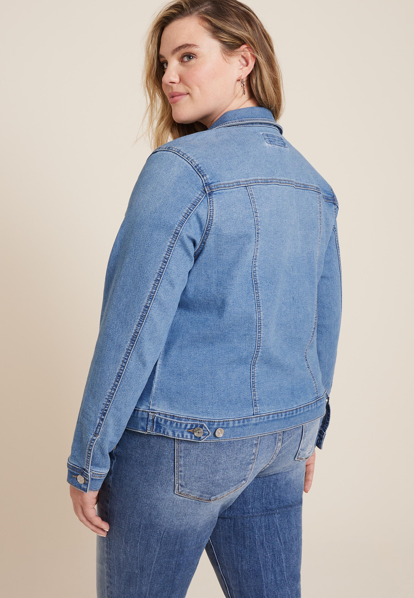 Plus Size Denim Jacket, C3337, large