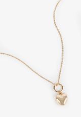 Gold Adjustable Heart Pendant Necklace, GOLD, small