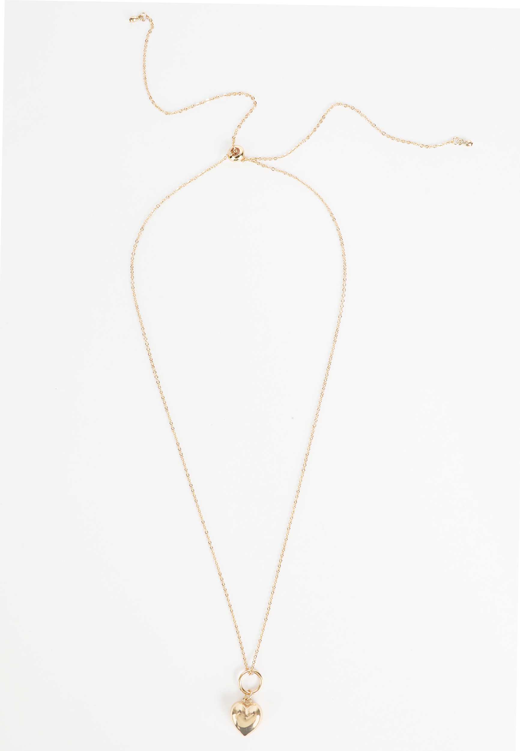 Gold Adjustable Heart Pendant Necklace, GOLD, large