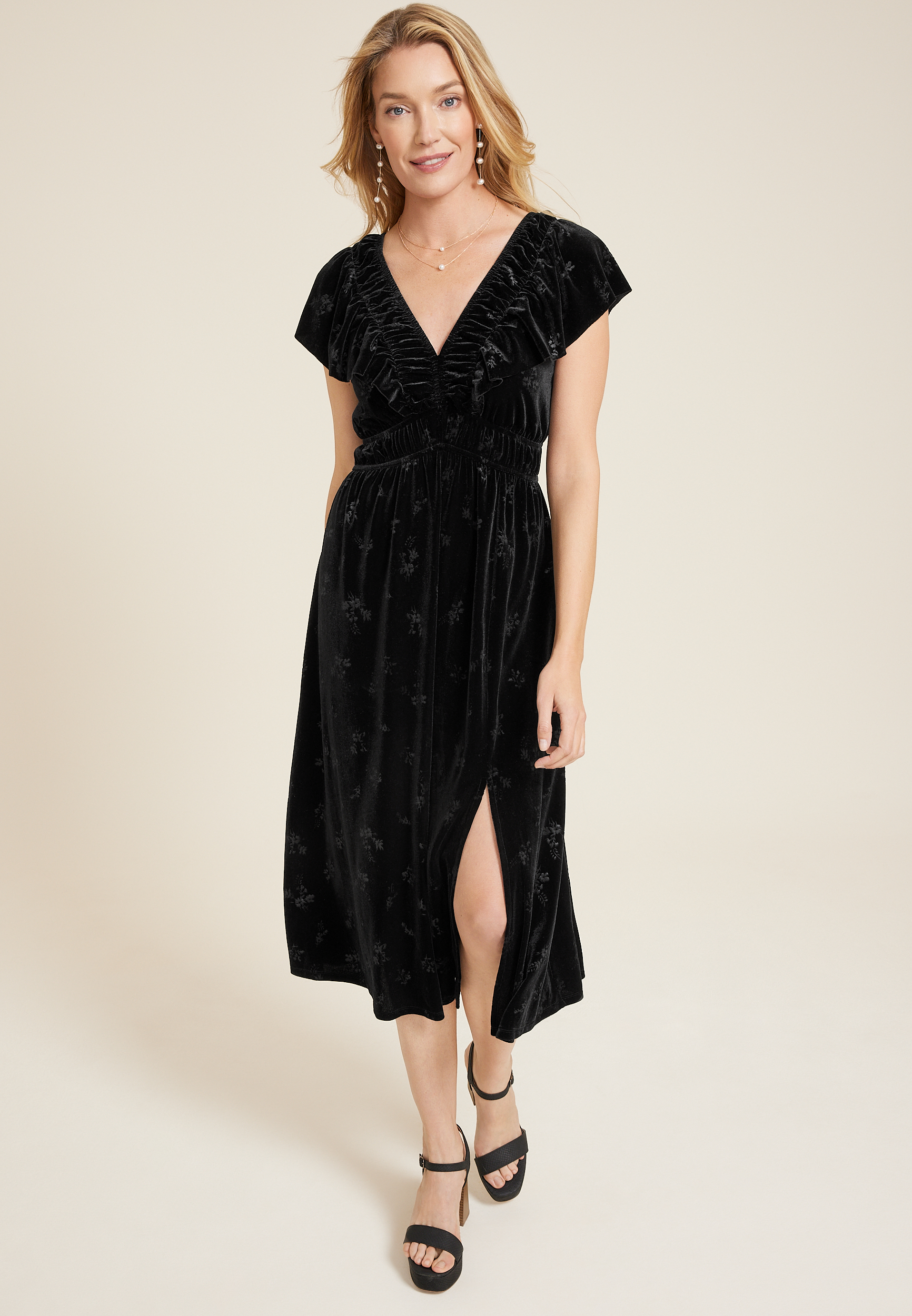 Velvet Jacquard Midi Dress