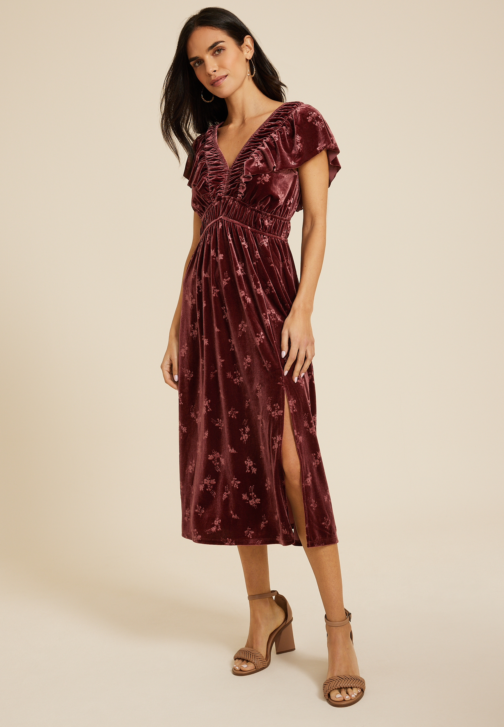Velvet Jacquard Midi Dress