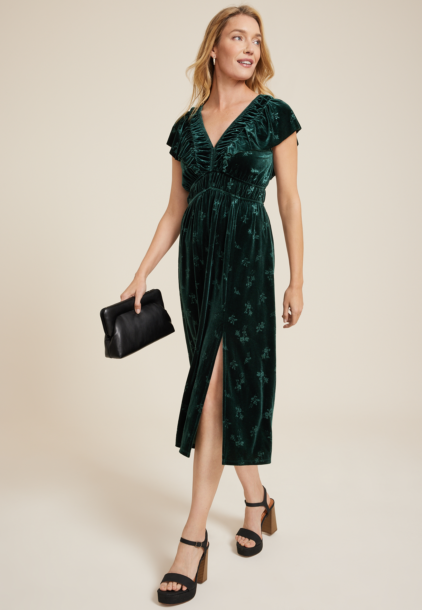 Velvet Jacquard Midi Dress, C6371, large