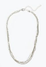 Blue Beaded Triple Layered Necklace, , small