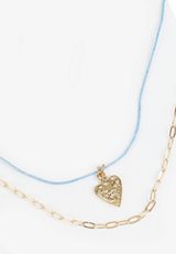 Gold Heart Charm Layered Necklace, C605, small