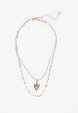 Gold Heart Charm Layered Necklace, C605, small