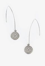 Silver Filigree Coin Drop Earrings, , small