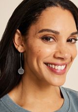 Silver Filigree Coin Drop Earrings, , small