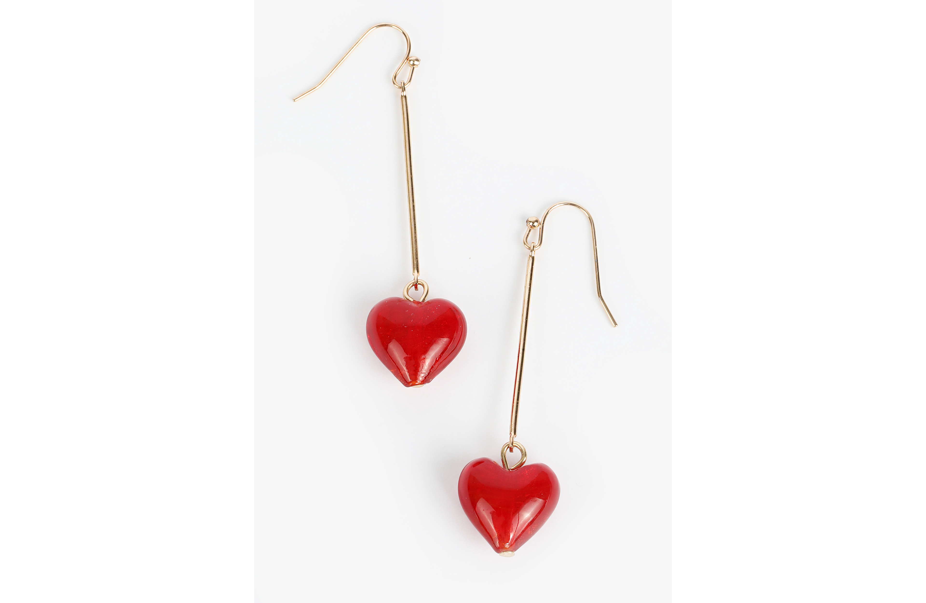 Red Cherry Heart Drop Earrings