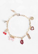Gold Valentines Day Charm Bracelet, C595, small