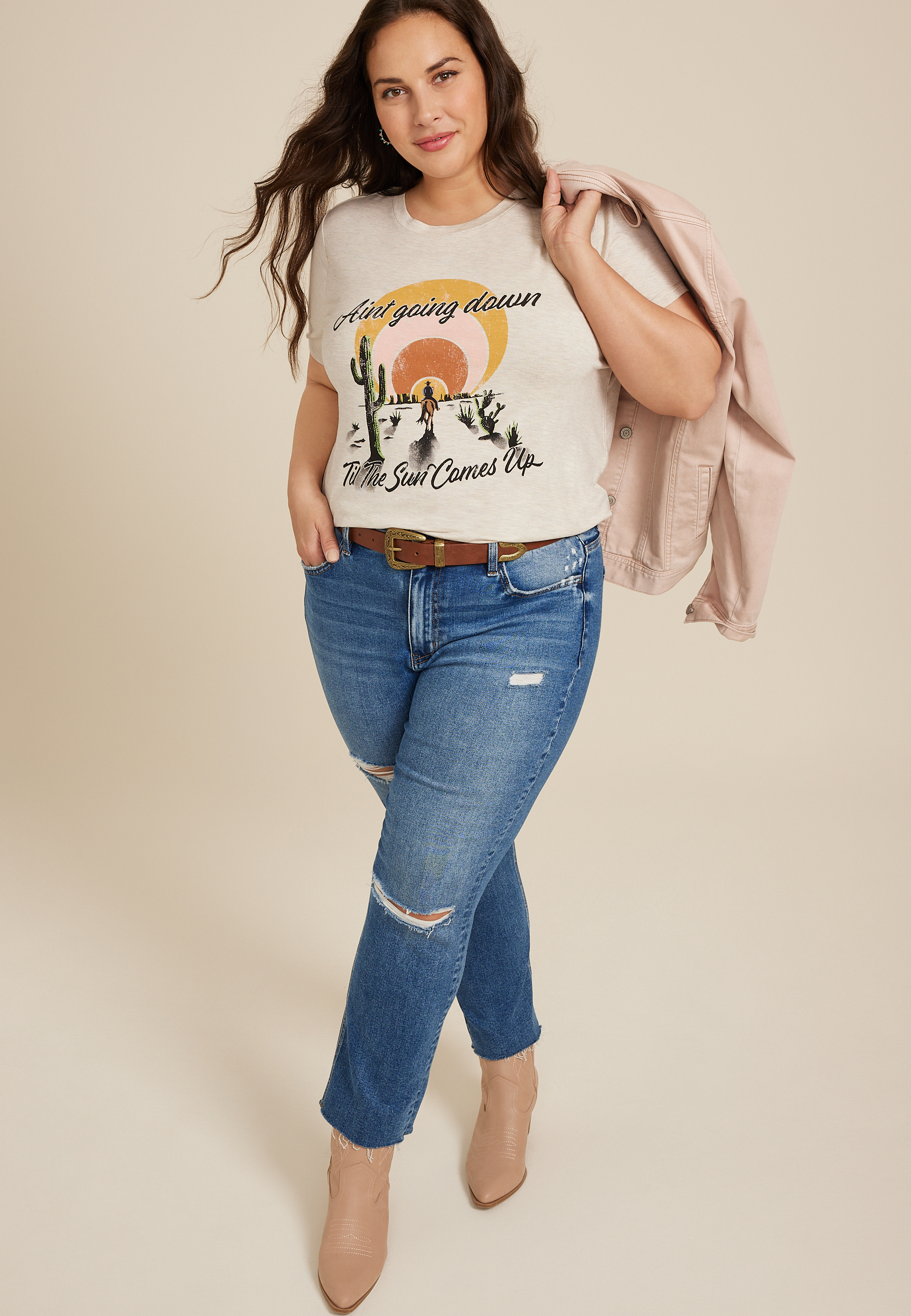 Plus Size Aint Going Down Til The Sun Comes Up Classic Fit Graphic Tee, C3363, large