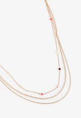 Gold Dainty Triple Beaded Layered Necklace, C605, small