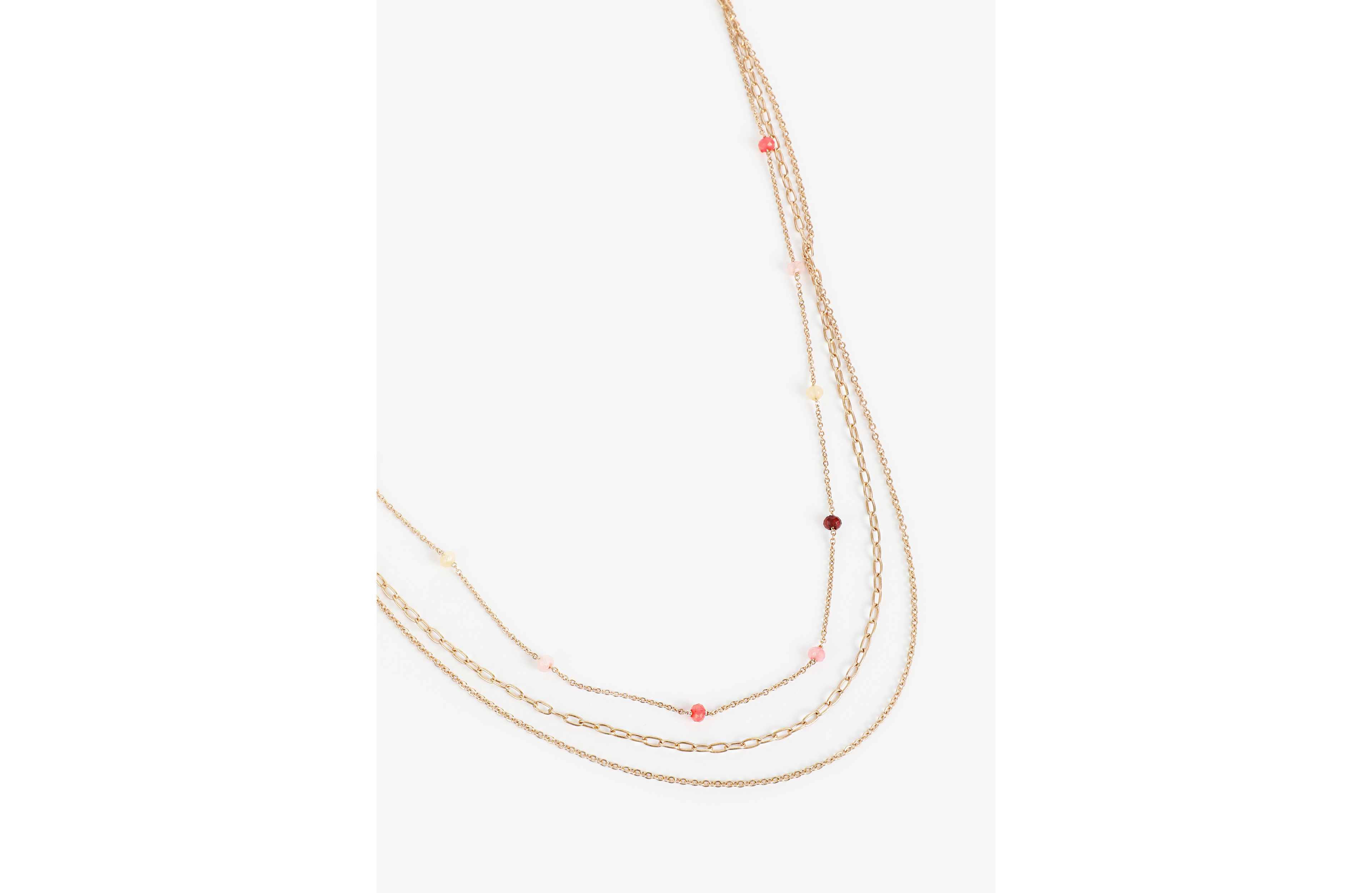 Gold Dainty Triple Beaded Layered Necklace