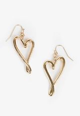 Gold Asymmetrical Heart Earrings, C605, small