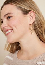 Gold Asymmetrical Heart Earrings, C605, small