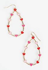 Pink And Red Mini Heart Teardrop Earrings, C595, small