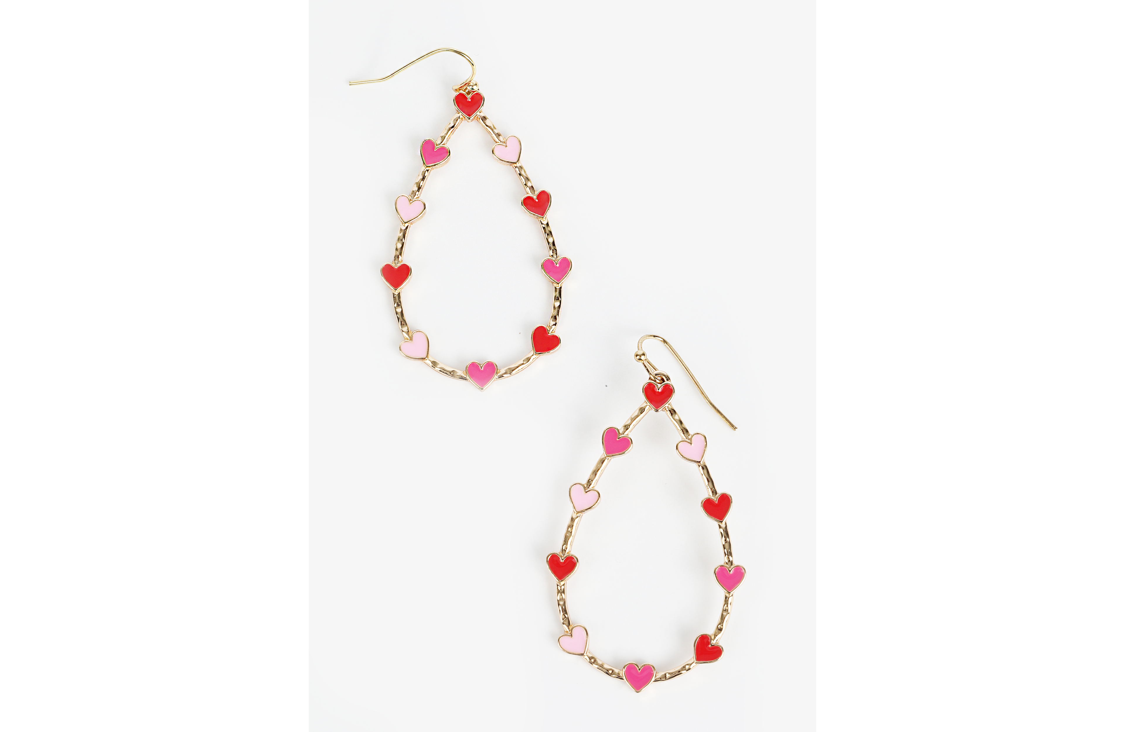 Pink And Red Mini Heart Teardrop Earrings