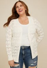 Plus Size Open Stitch Cardigan, C9298, small