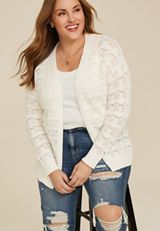 Plus Size Open Stitch Cardigan, C9298, small