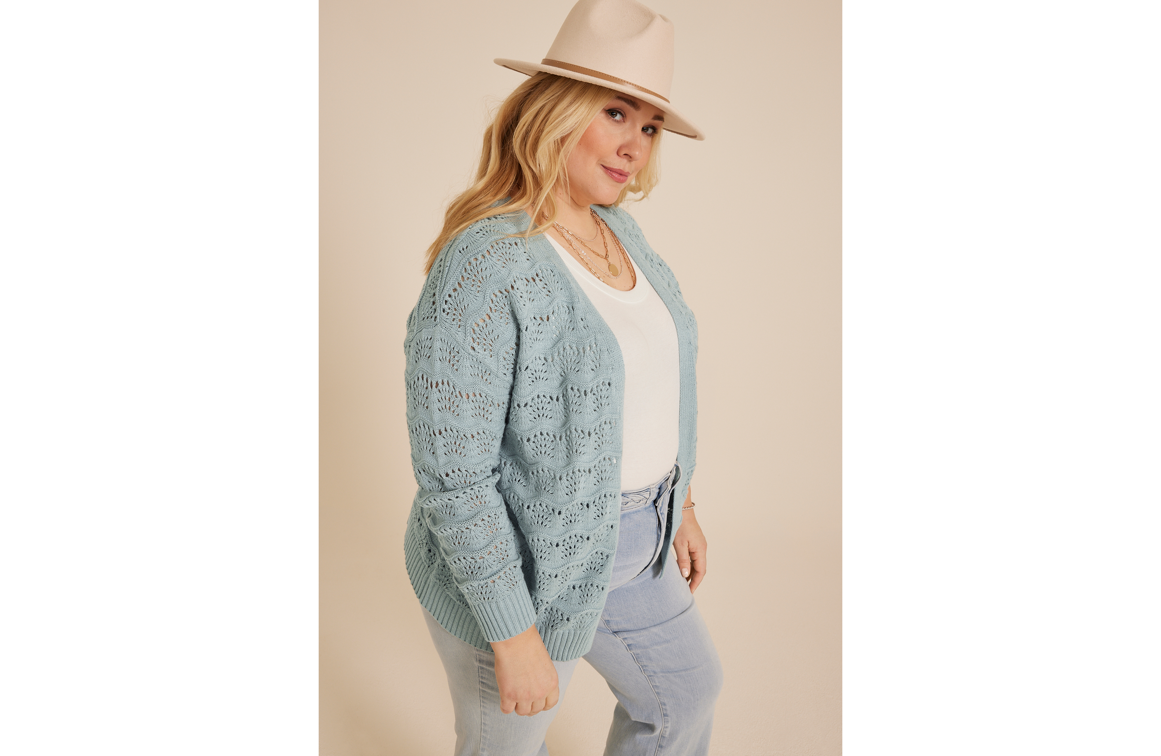 Plus Open Stitch Cardigan