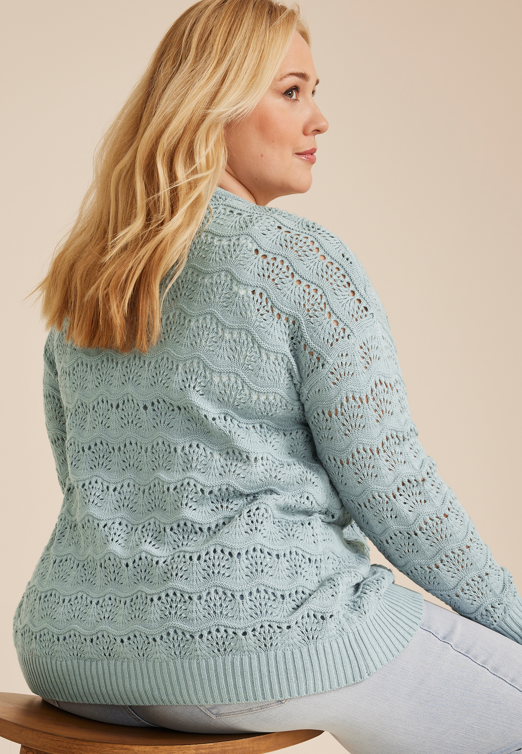 Plus Open Stitch Cardigan
