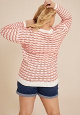 Plus Size Wavy Striped Sweater, , small