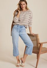 m jeans by maurices&trade; Light High Rise Patch Pocket Wide Leg Cropped Jean, C2806, small