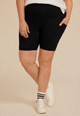 Plus Size High Rise Luxe 8in Bike Short, BLACK, small