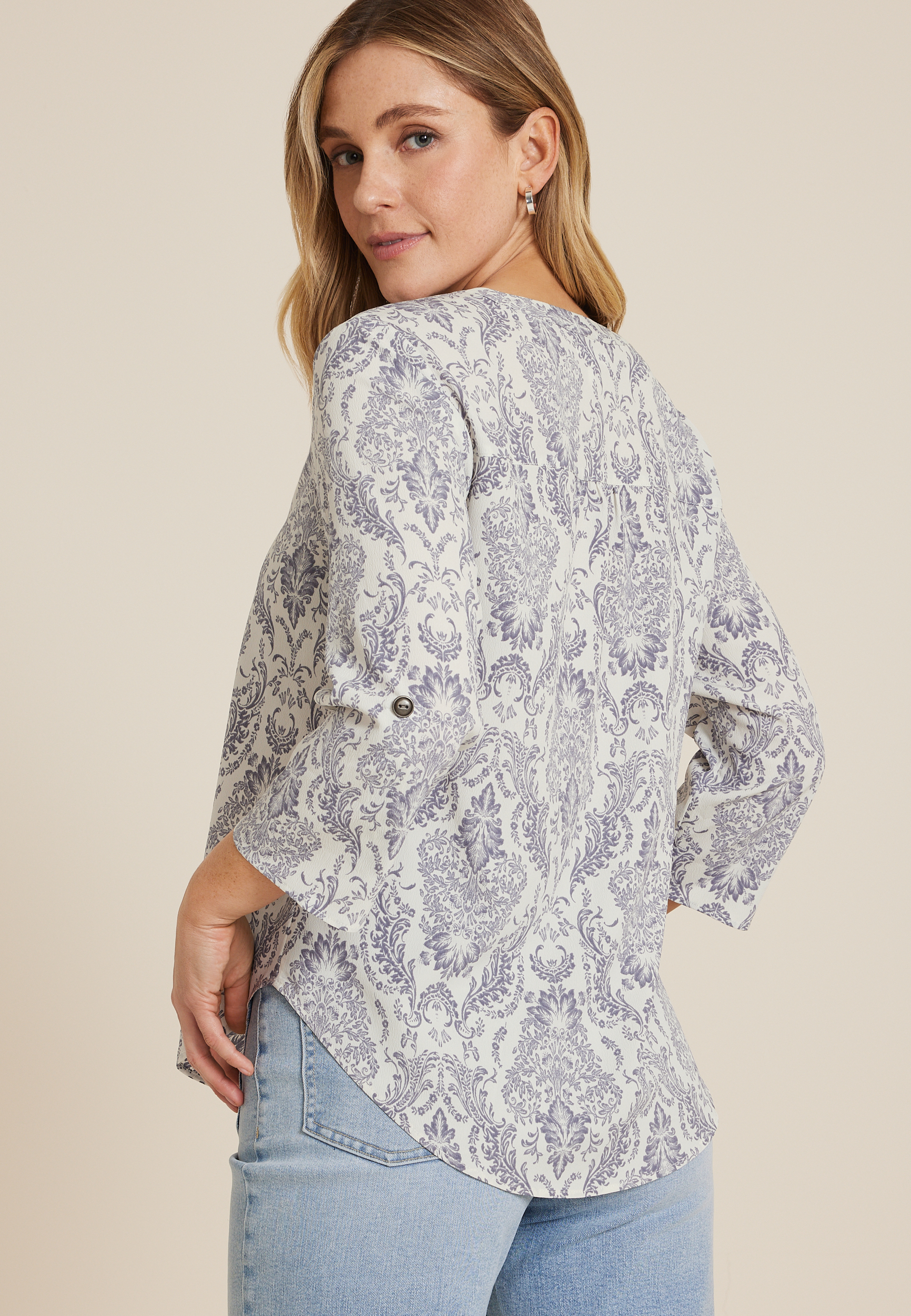 Atwood 3/4 Sleeve Popover Blouse, C2138, large
