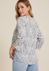 Atwood 3/4 Sleeve Popover Blouse, C2138, small