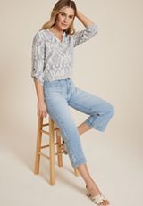 Atwood 3/4 Sleeve Popover Blouse, C2138, small