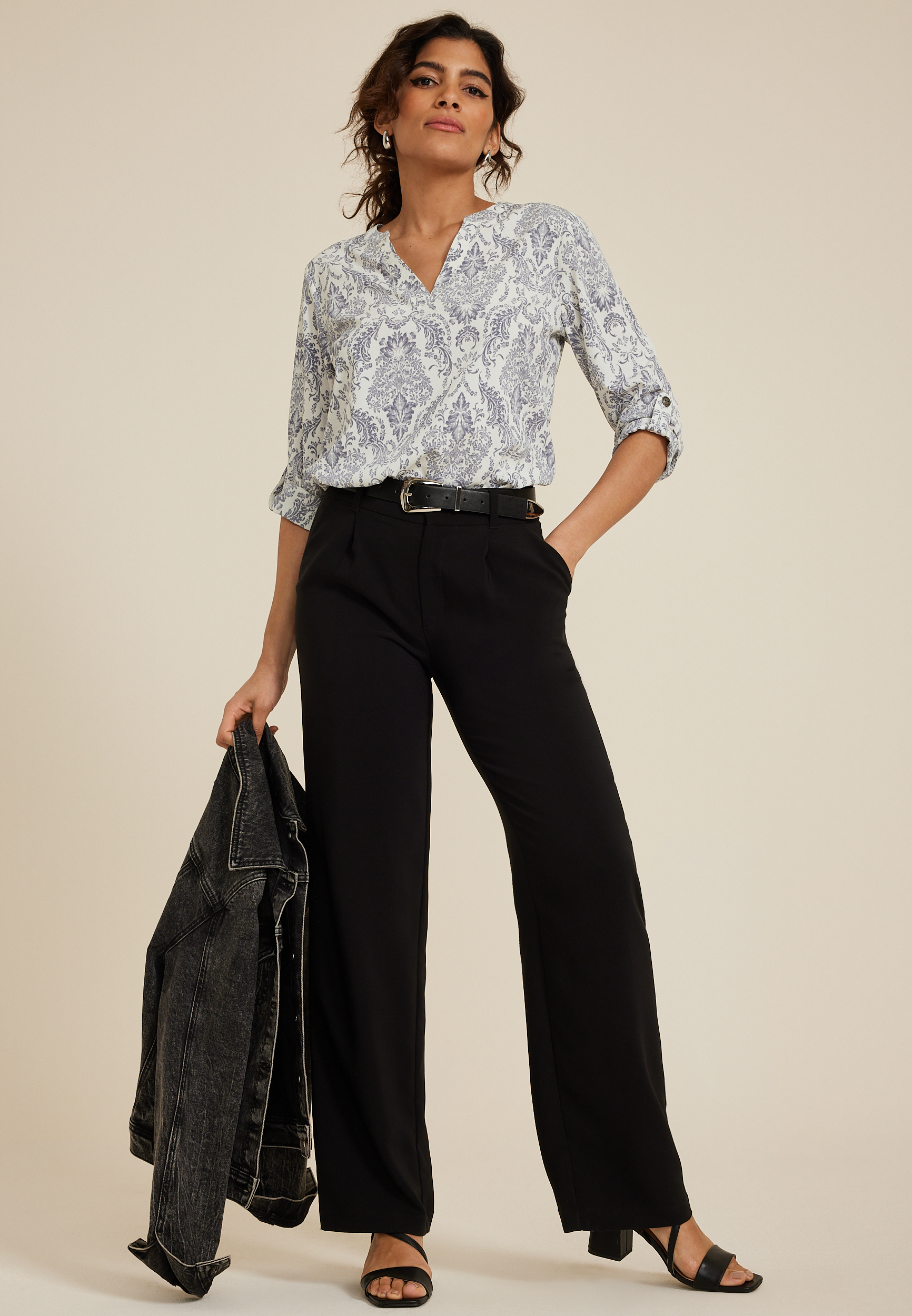 Atwood 3/4 Sleeve Popover Blouse, C2138, large