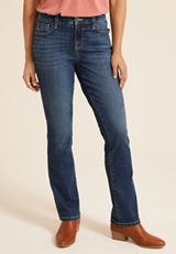 Dark Mid Rise Thick Stitch Slim Boot Jean, , small