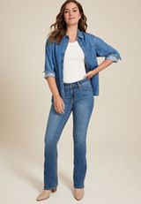 Crosshatch Mid Rise Thick Stitch Bootcut Jean, C3337, small