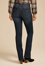 Dark Crosshatch Mid Rise Thick Stitch Bootcut Jean, C258, small