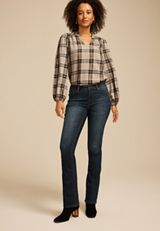 Dark Crosshatch Mid Rise Thick Stitch Bootcut Jean, C258, small