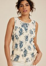 Smocked Floral Tank Top, C2380, small