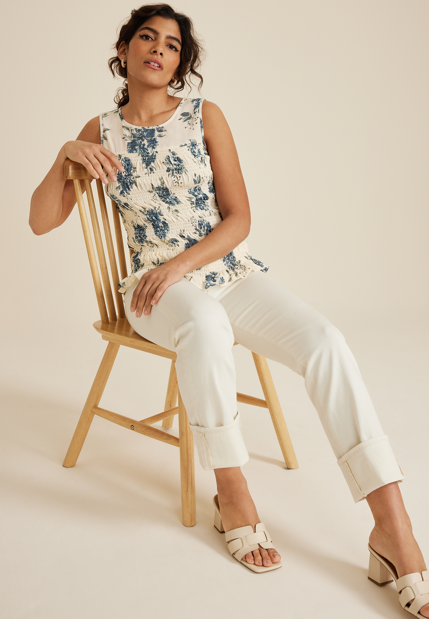 Smocked Floral Tank Top, C2380, large