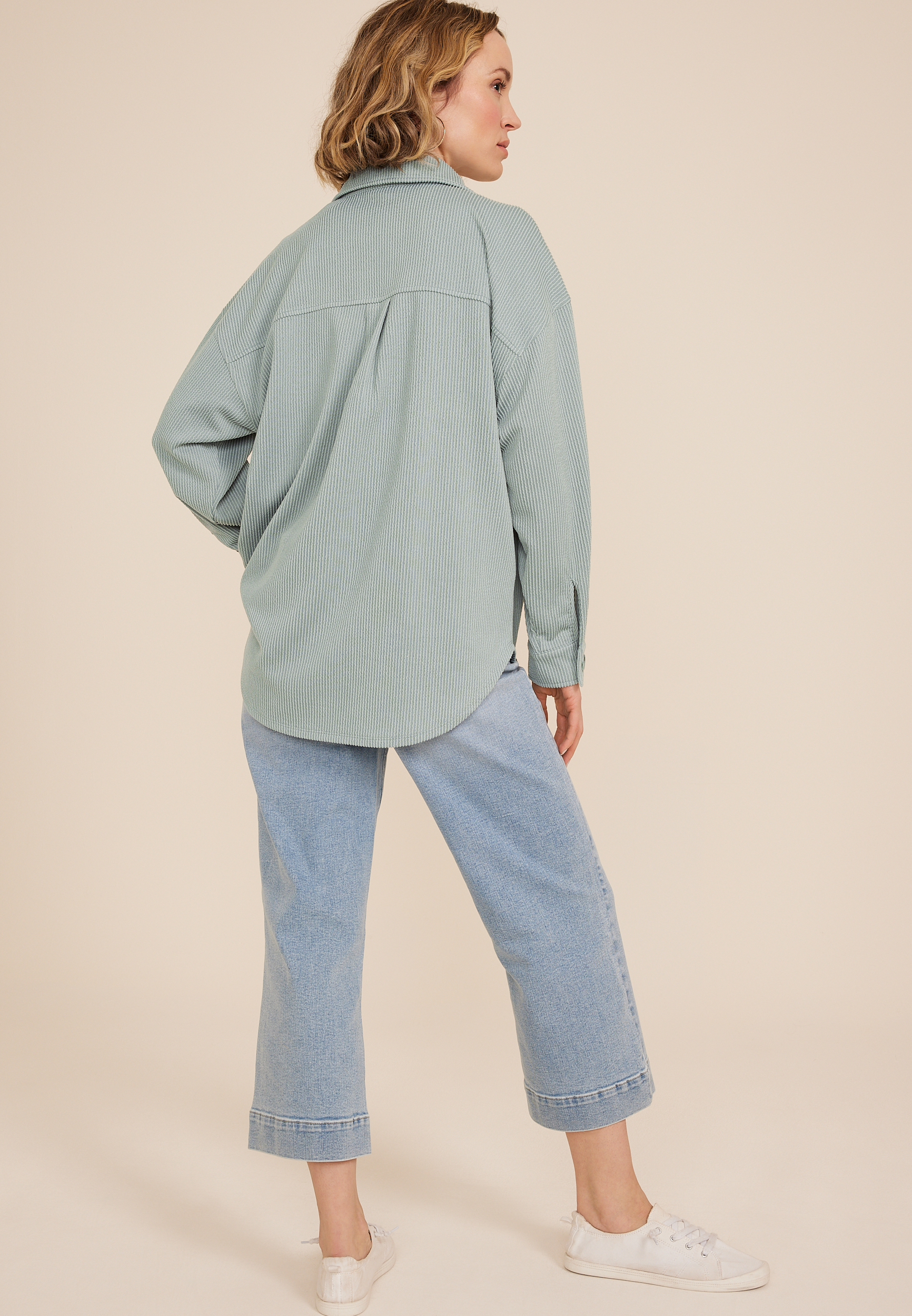 Wavy Ribbed Shacket, C9826, large