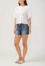 Silver Jeans Co.&reg; Suki Curvy Mid Rise Luxe Stretch Rolled Hem 4in Short, , small
