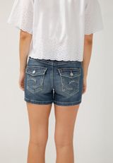 Silver Jeans Co.&reg; Suki Curvy Mid Rise Luxe Stretch Rolled Hem 4in Short, , small