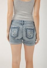 Silver Jeans Co.&reg; Britt Curvy Low Rise Vintage Thick Stitch Rolled Hem 4in Short, , small