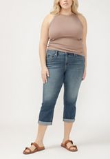 Plus Size Silver Jeans Co.&reg; Suki Curvy Mid Rise Luxe Stretch Capri, , small