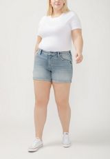Plus Size Silver Jeans Co.&reg; Britt Curvy Low Rise Vintage Thick Stitch Rolled Hem 5.5in Short, , small